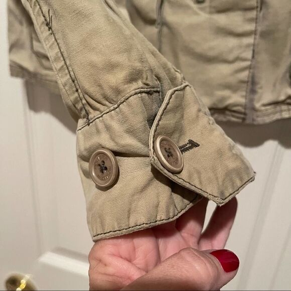 Marilyn Monroe Selfie reworked up-cycled Hollister beige shirt jacket Sz S - Picture 8 of 15